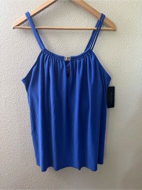 Aqua Green Plus Size Flowy Tankini Swim Top Blue Size 2X